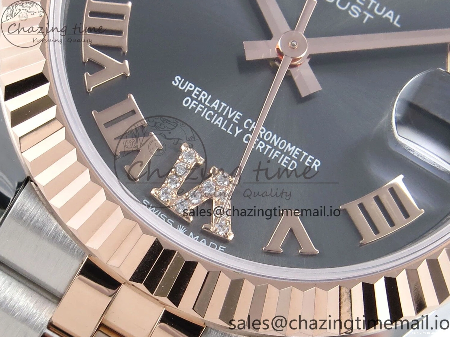 Best AAA Replica Sites Bracelet RG Dial Gray Jubilee 31 DateJust Steel 516 Roman ARF Edition SS Diamonds on 904L 1:1 278271 Best StreetReady ETA 0117